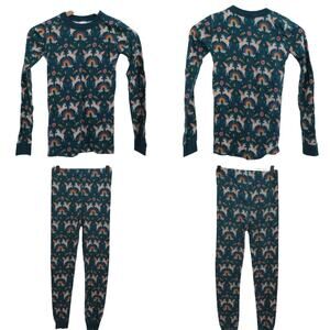 Hanna Andersson Sz 12 Teal Unicorn Kids Pajama Set Organic Cotton